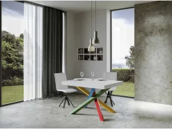 Mesa extensible 120/380x90 cm Volantis Premium patas fresno blanco multicolor 4/B