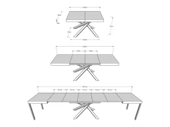 Mesa extensible 120/380x90 cm Volantis patas hormigón multicolor 4/B
