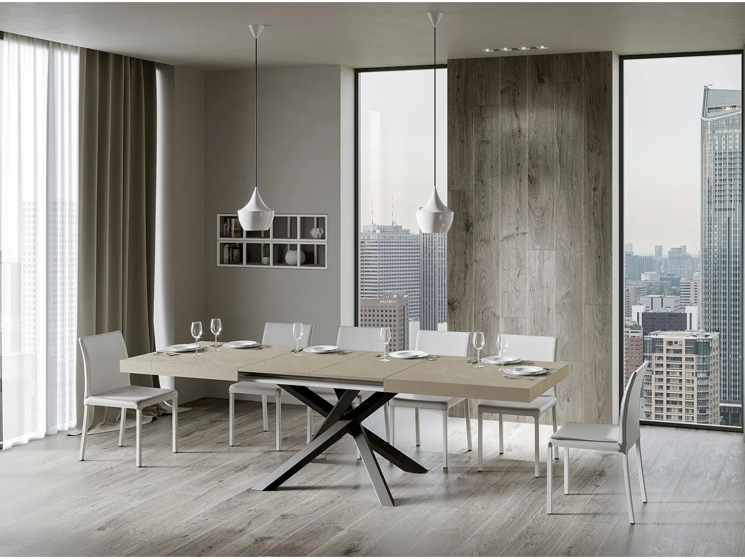 Mesa extensible 180/284x90 cm Volantis cachemira patas antracita
