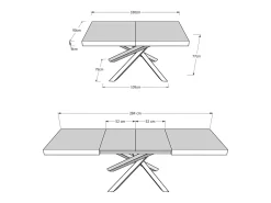 Mesa extensible 180/284x90 cm Volantis cachemira patas antracita