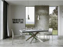 Mesa extensible 200/304x90 cm Volantis cemento patas multicolor 4/A