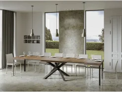 Mesa extensible 130/390x90 cm Volantis nogal patas antracita