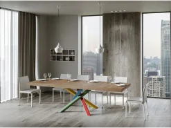 Mesa extensible 180/284x90 cm Volantis Premium roble natural patas multicolor 4/B