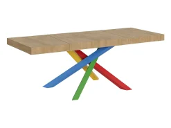 Mesa extensible 180/284x90 cm Volantis Premium roble natural patas multicolor 4/B
