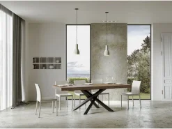 Mesa extensible 90x140/400 cm Volantis Premium Nogal estructura Antracita