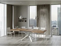 Mesa extensible 160/264x90 cm Volantis roble natural patas blancas