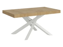 Mesa extensible 160/264x90 cm Volantis roble natural patas blancas