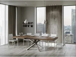 Mesa extensible 140/400x90 cm Volantis Premium nogal patas multicolor 4/C