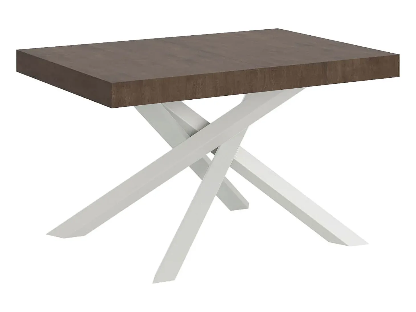 Mesa extensible 120/224x90 cm Volantis nogal patas blancas