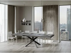 Mesa extensible 200/304x90 cm Volantis cemento patas antracita