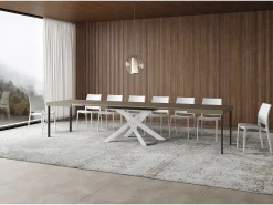Mesa extensible 90x120/380 cm Volantis gris paloma estructura blanca