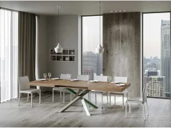 Mesa extensible 180/284x90 cm Volantis roble natural patas multicolor 4/A