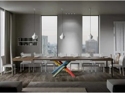 Mesa extensible 200/460x90 cm Volantis nogal patas multicolor 4/B