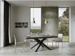 Mesa extensible 160/420x90 cm Volantis cemento patas antracita