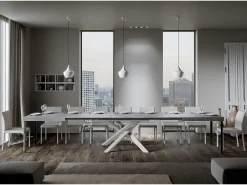 Mesa extensible 180/440x90 cm Volantis cemento patas blancas