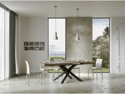 Mesa extensible 120/224x90 cm Volantis nogal patas antracita