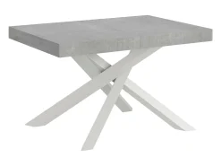 Mesa extensible 130/234x90 cm Volantis cemento patas blancas