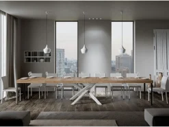 Mesa extensible 90x180/440 cm Volantis Premium Roble Natural estructura blanco