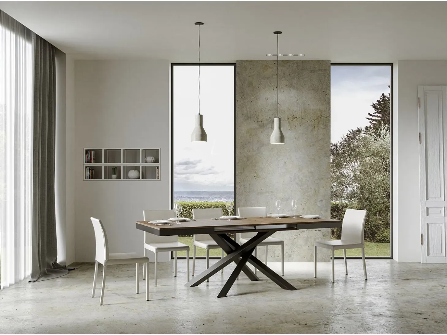 Mesa extensible 180/440x90 cm Volantis Evolution nogal estructura et patas antracita