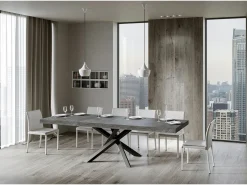 Mesa extensible 90x180/440 cm Volantis Premium Cemento estructura Antracita