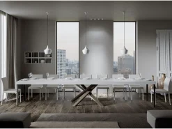 Mesa extensible 90x160/420 cm Volantis Premium Fresno Blanco estructura multicolor 4/C