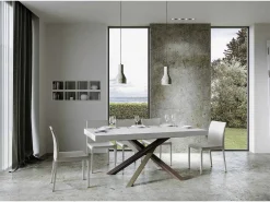 Mesa extensible 90x160/420 cm Volantis Premium Fresno Blanco estructura multicolor 4/C
