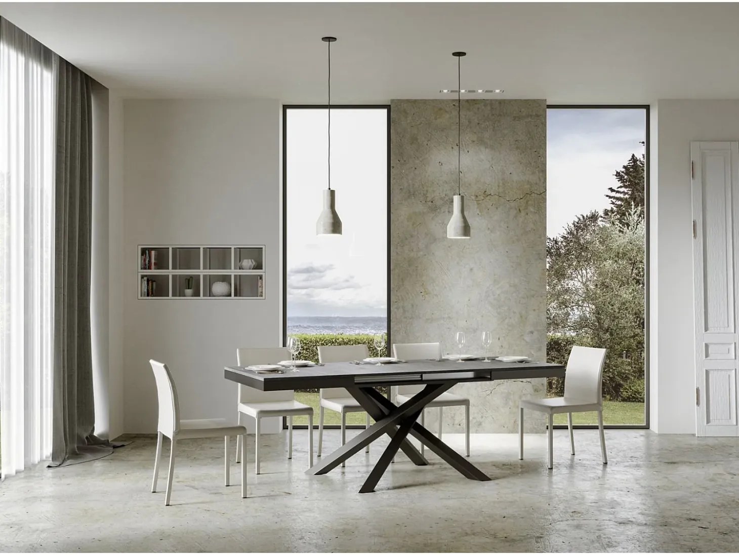 Mesa extensible 120/224x90 cm Volantis Evolution cemento estructura et patas antracita