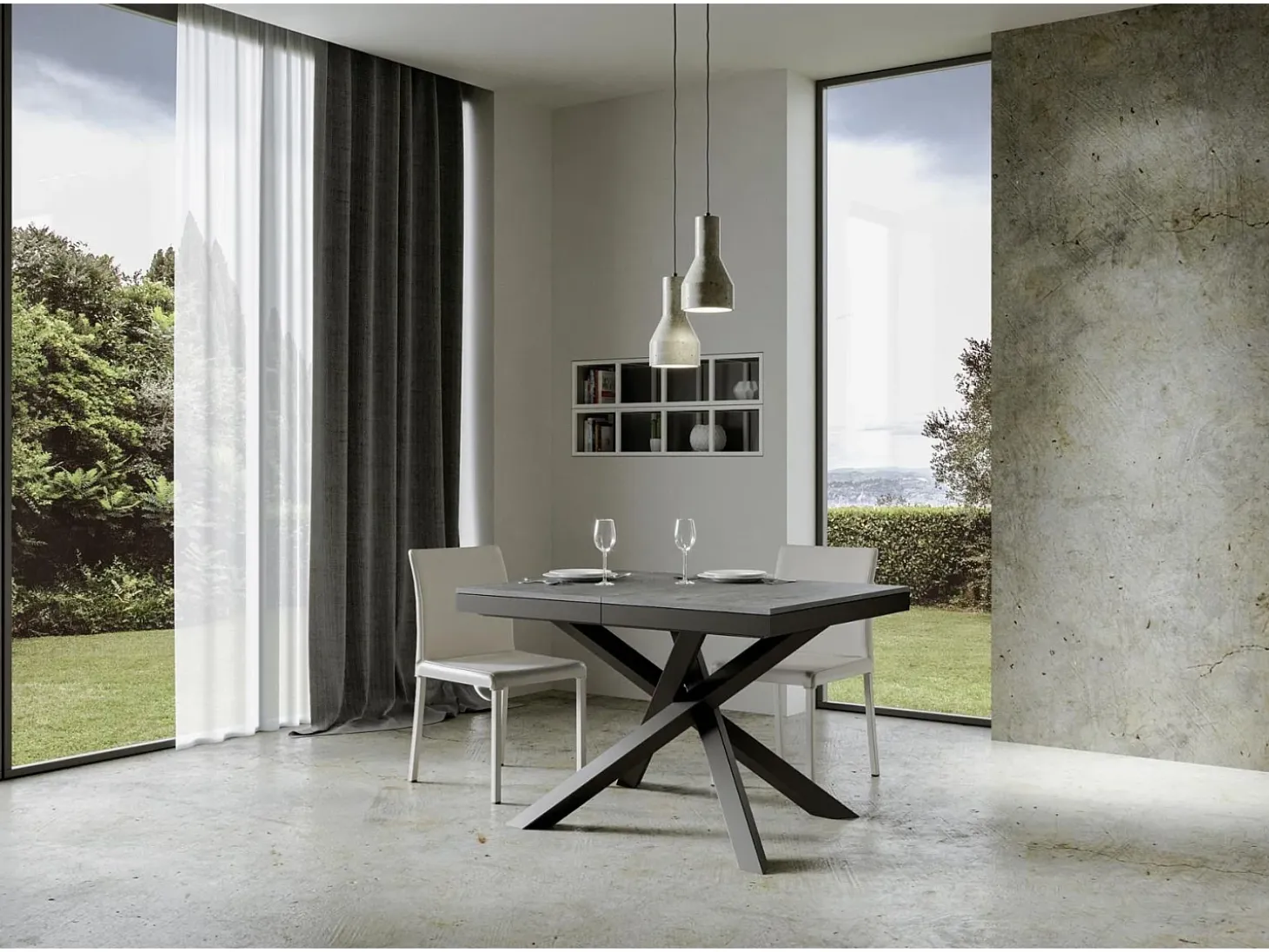 Mesa extensible 120/224x90 cm Volantis Evolution cemento estructura et patas antracita