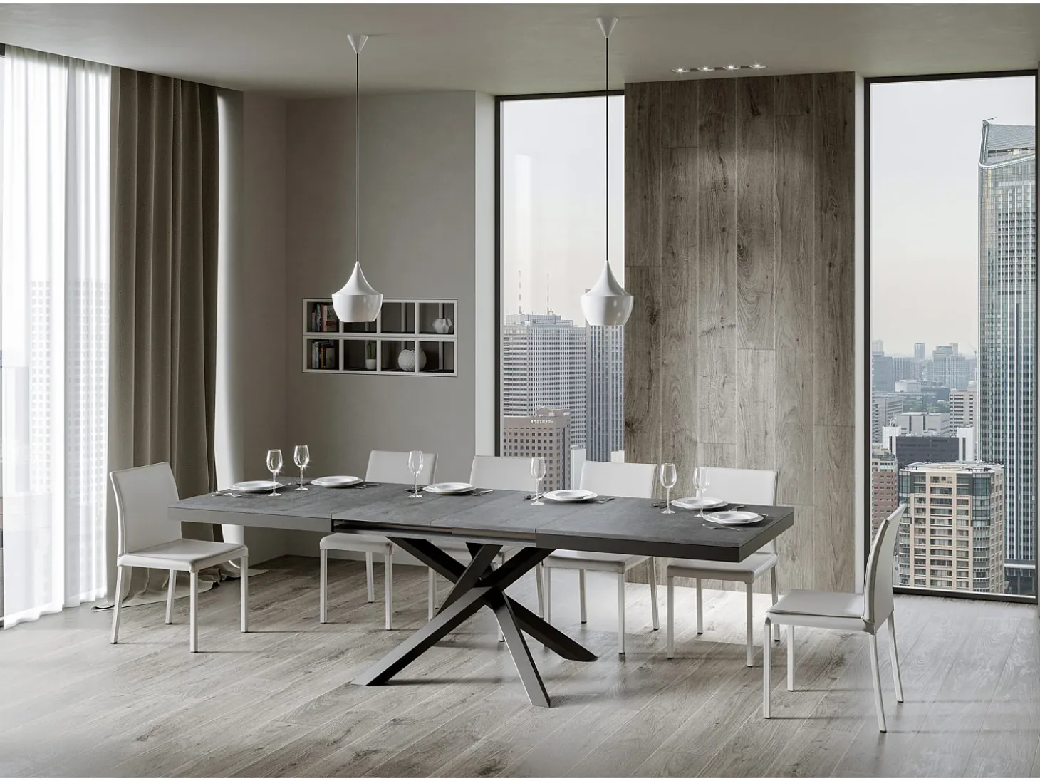 Mesa extensible 160/264x90 cm Volantis Evolution cemento estructura et patas antracita