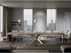 Mesa extensible 140/400x90 cm Volantis roble natural patas multicolor 4/A
