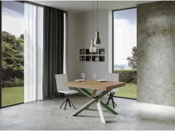 Mesa extensible 140/400x90 cm Volantis roble natural patas multicolor 4/A