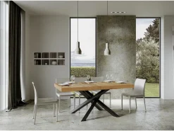 Mesa extensible 180/284x90 cm Volantis roble natural patas antracita