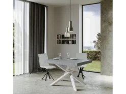 Mesa extensible 130/390x90 cm Volantis cemento patas blancas