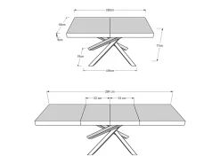Mesa extensible 180/284x90 cm Volantis Premium fresno blanco patas multicolor 4/B