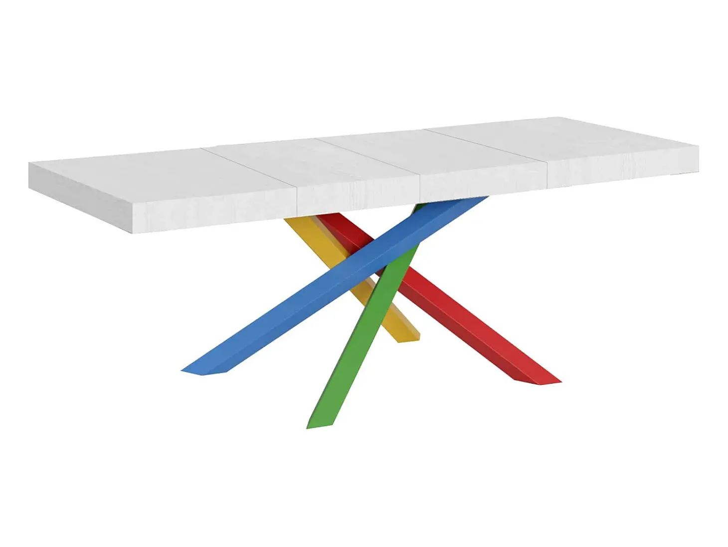 Mesa extensible 180/284x90 cm Volantis Premium fresno blanco patas multicolor 4/B