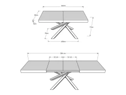 Mesa extensible 160/264x90 cm Volantis gris paloma patas antracita