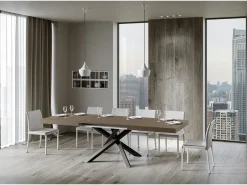Mesa extensible 160/264x90 cm Volantis gris paloma patas antracita