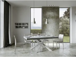 Mesa extensible 90x200/460 cm Volantis Premium Cemento estructura blanco