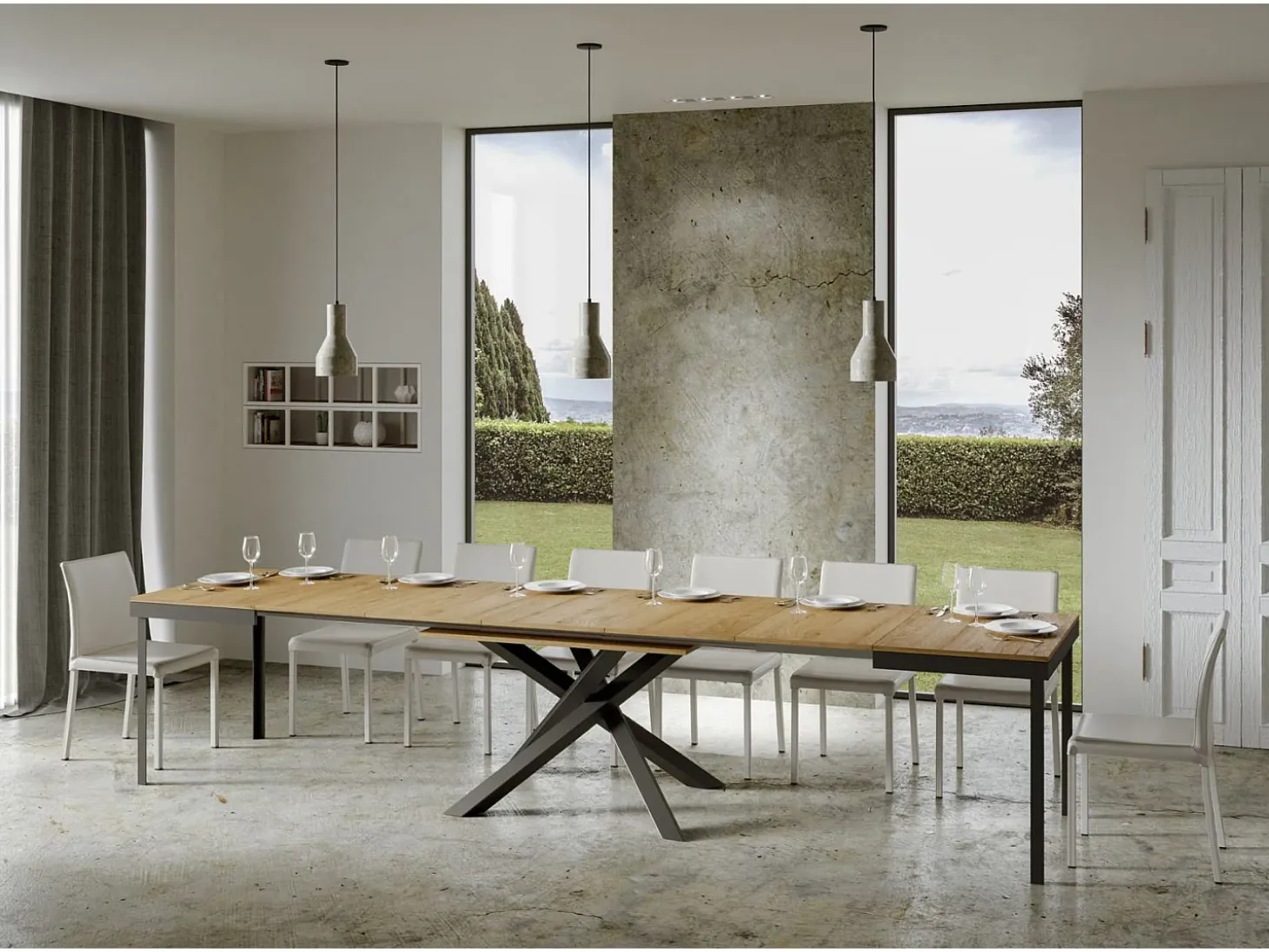 Mesa extensible 160/420x90 cm Volantis Evolution roble natural estructura et patas antracita