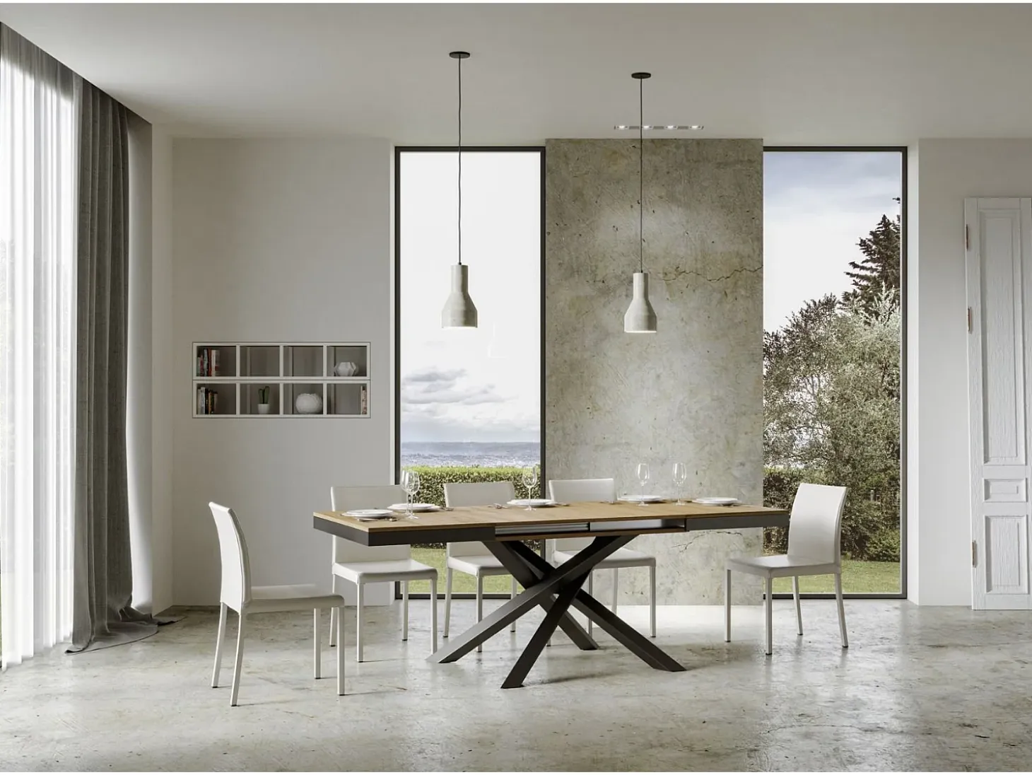 Mesa extensible 160/420x90 cm Volantis Evolution roble natural estructura et patas antracita