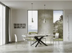 Mesa extensible 130/234x90 cm Volantis fresno blanco patas antracita