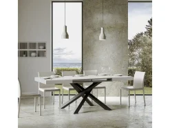 Mesa extensible 130/234x90 cm Volantis fresno blanco patas antracita