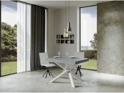 Mesa extensible 90x120/224 cm Volantis Premium Cemento estructura blanco
