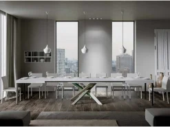 Mesa extensible 200/460x90 cm Volantis fresno blanco patas multicolor 4/A