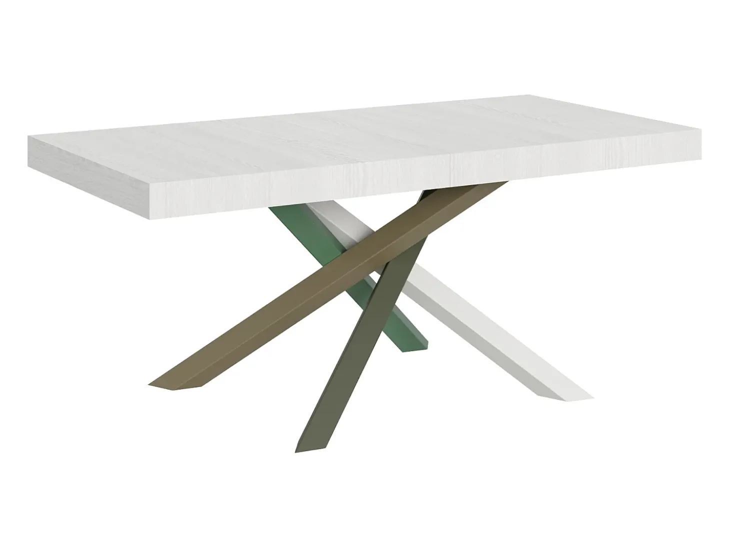 Mesa extensible 200/460x90 cm Volantis fresno blanco patas multicolor 4/A