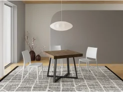 Mesa extensible 90/194x90 cm Zeplir nogal patas antracita