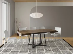 Mesa extensible 90/194x90 cm Zeplir nogal patas antracita