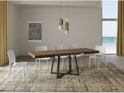 Mesa extensible 120/204x80 cm Zeplir nogal patas antracita