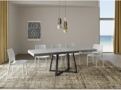 Mesa extensible 120/224x90 cm Zeplir cemento patas antracita