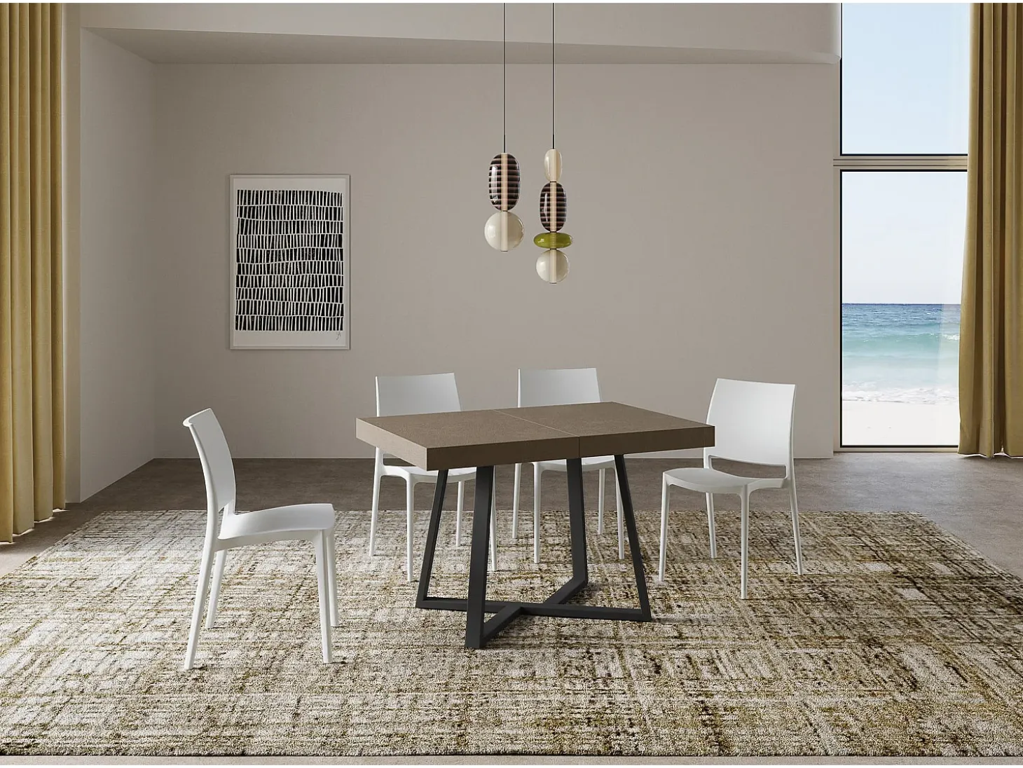 Mesa extensible 120/224x90 cm Zeplir gris paloma patas antracita